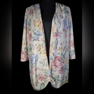 Risa Ann New York Vintage Pastel Floral Open Jacket / Cardigan - Size 20W